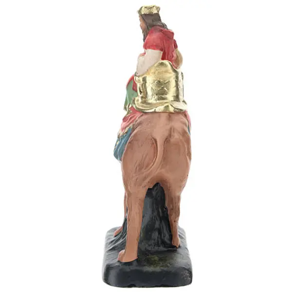 Roi Mage Melchior sur chameau plâtre coloré pour crèche 10 cm Arte Barsanti