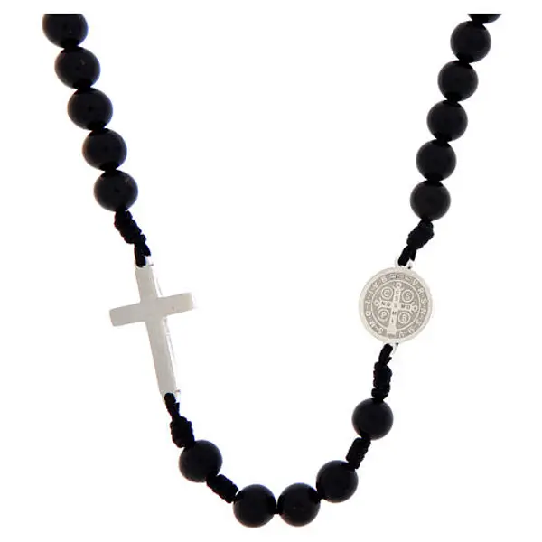 Chapelet collier Saint Benoît shungite 6 mm