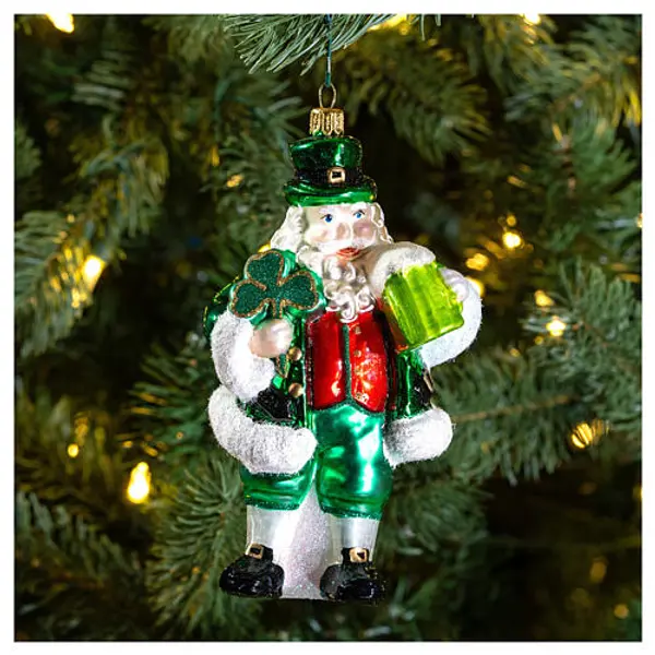Père Noël irlandais décoration sapin verre soufflé