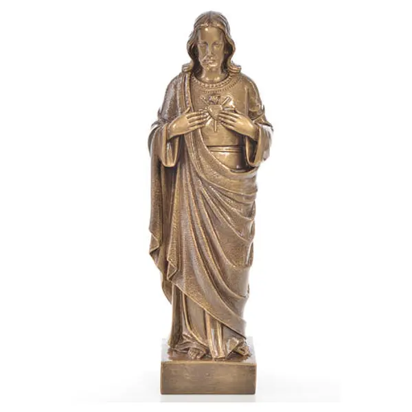 Sacré coeur de Jésus 62 cm poudre de marbre couleur bronze