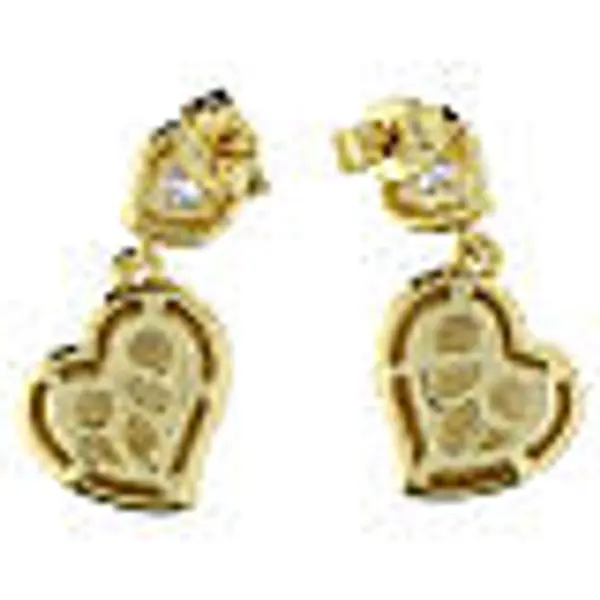 Boucles d'oreilles AMEN argent 925 deux cœurs finition or zircon blanc