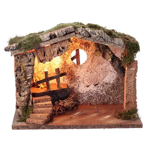 Cabane crèche paille mousse bois 10 cm 25x30x20 cm