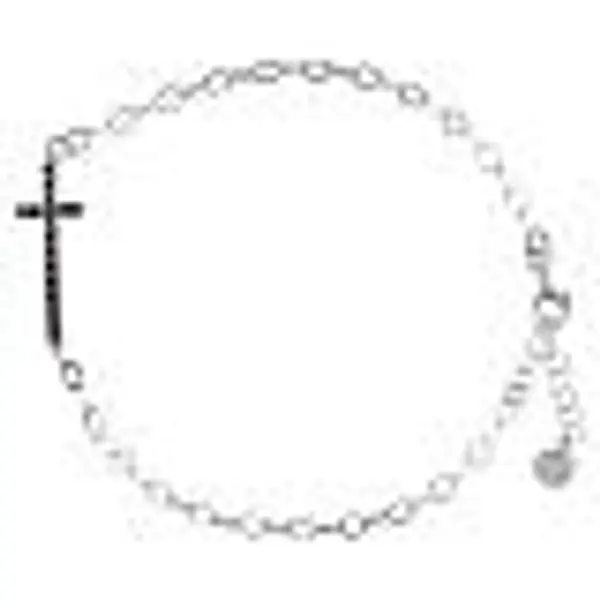 Bracelet Benedictus en argent 925 croix zircons noirs chaîne plate