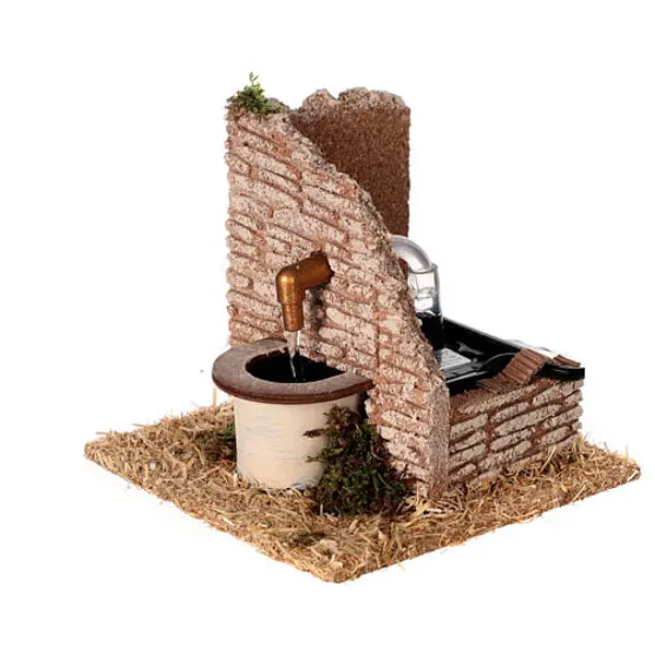 Fontaine murale sur mur en pierre 15x15 cm pour crèche 10 cm