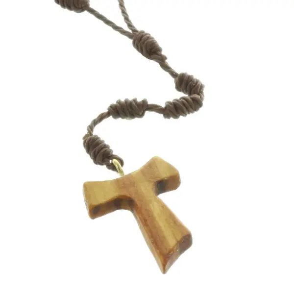 Rope rosary with a wooden Tau cross
