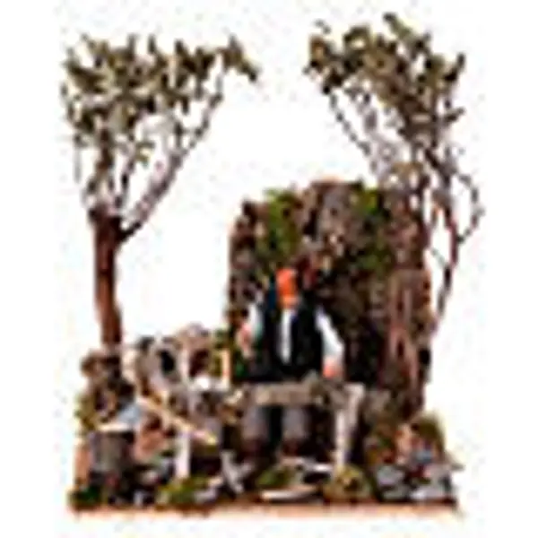 Bûcheron coupe bois mouvement crèche 12 cm Naples