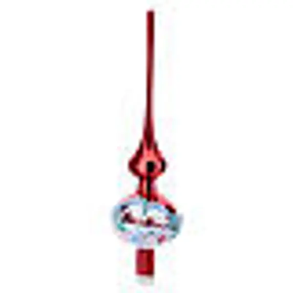 Cimier pour sapin rouge paysage Père Noël verre soufflé 36 cm