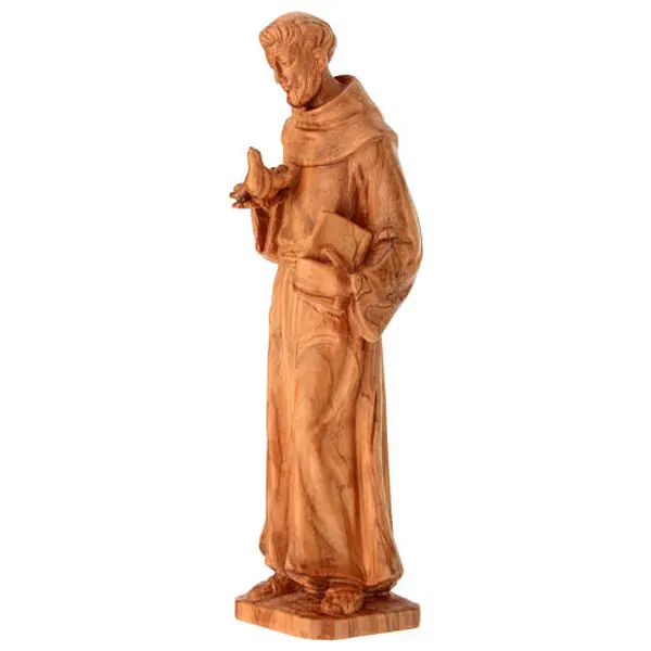 Statuette Saint François d'Assise tourterelle bois olivier