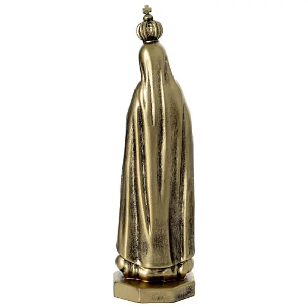 Statue en résine Notre-Dame de Fatima 15 cm effet laiton