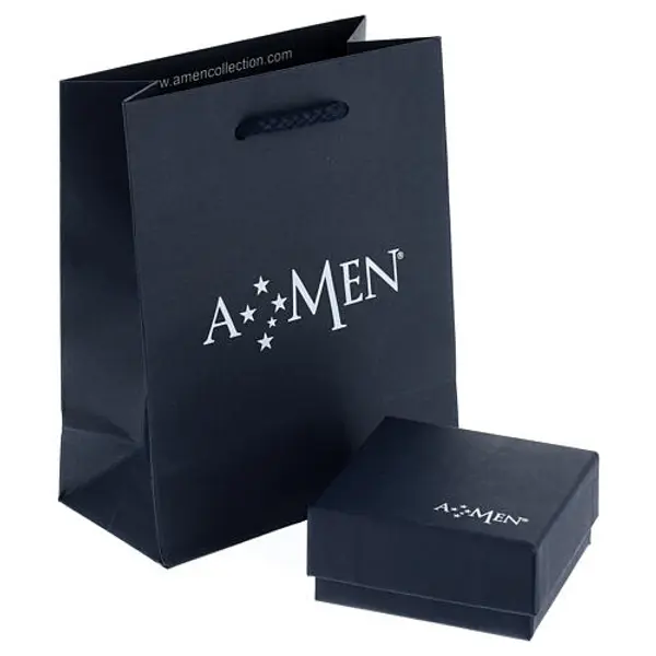 Collier argent 925 avec croix zircons blancs Amen fin. doré