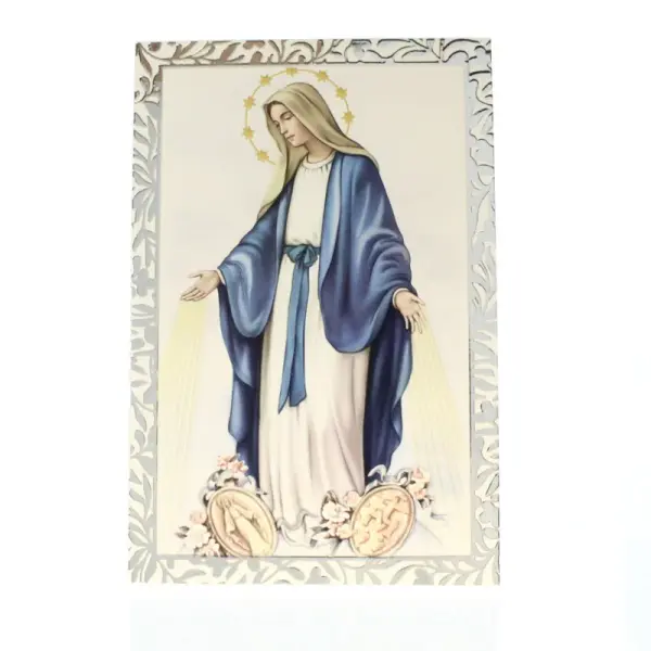 Cadre argenté de la Vierge Miraculeuse 9x13cm