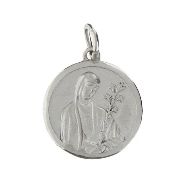 Médaille ronde Sainte Catherine argent rhodié 16 mm