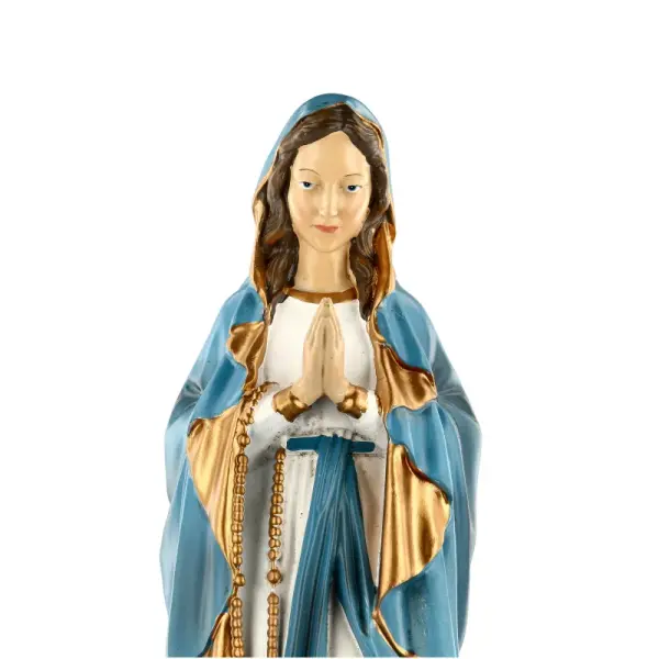 Statue de la Vierge Marie en résine avec un voile bleu 30cm