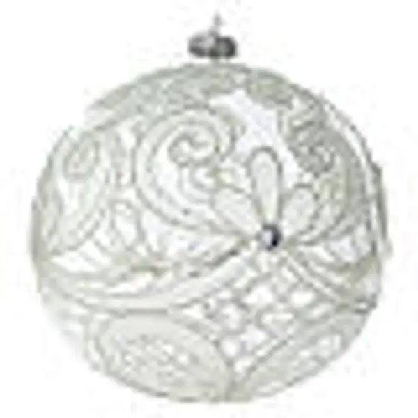 Boule Noël verre soufflé transparent et blanc 150 mm