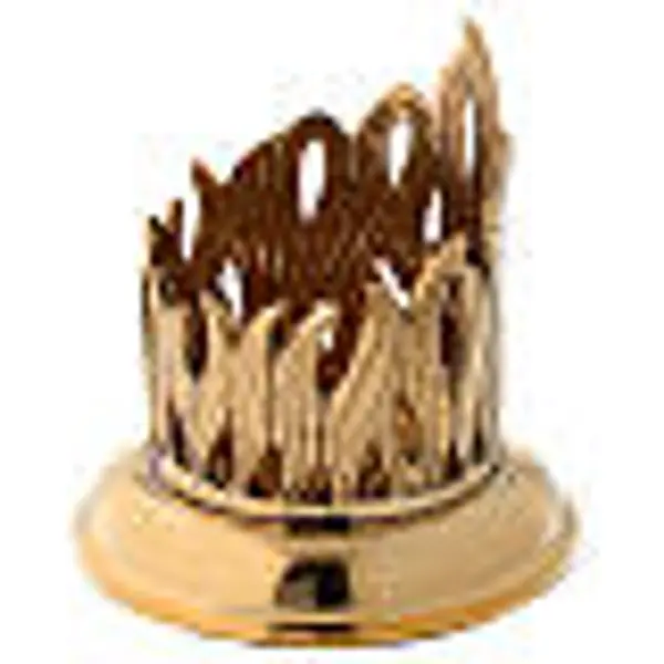 Porte-bougie dessin flammes gravées laiton doré diam. 6 cm