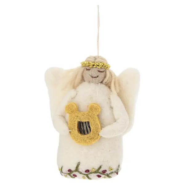 Ange Gry & Sif avec lyre en laine, 10 cm