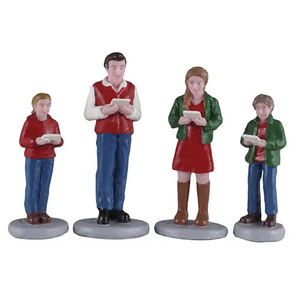 Caroling Family set 4 pièces statuette Lemax Caddington Village 6x10x2 cm - 62614