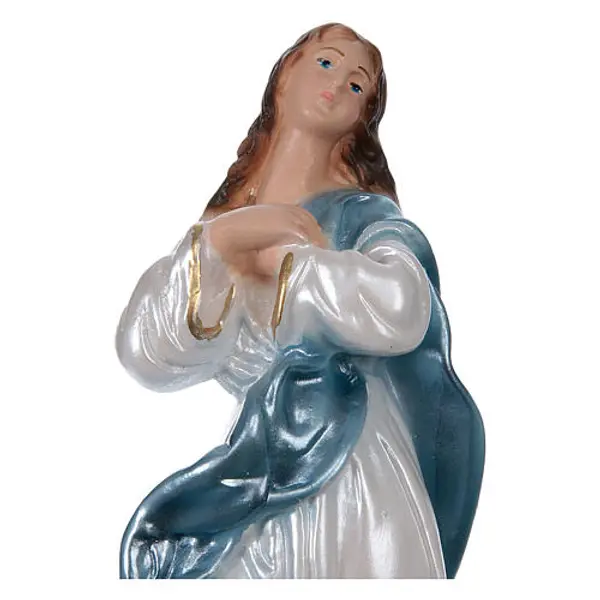 Statue en plâtre nacré Vierge avec anges 20 cm