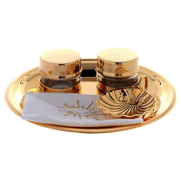 Set Huiles Baptême laiton doré 24k