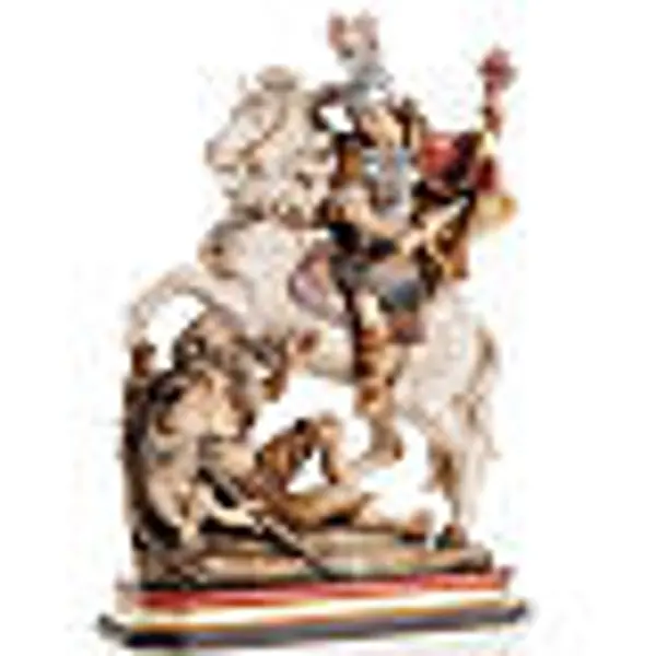 Statue bois St Martin et le pauvre peinte