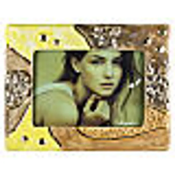 Urne cinéraire double avec cadre photo mosaïque jaune et bronze en céramique artistique