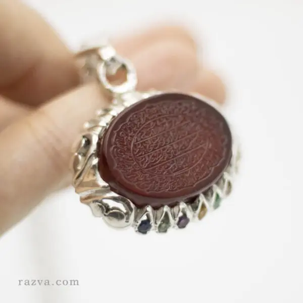 Collier femme argent 925 Avec pierre agate rouge foncée