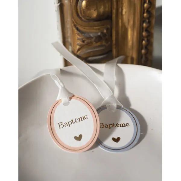 Lot de 10 étiquettes Baptême | Rose - Bleu