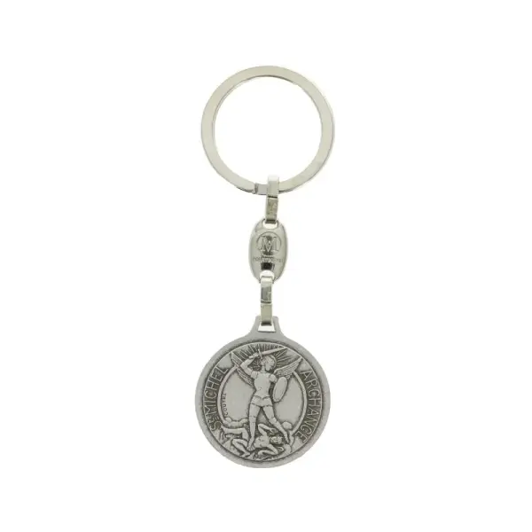 Porte clé des Archanges Saint Michel , au verso Saint Raphaël et Saint Gabriel