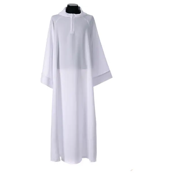 Aube raglan fausse capuche avec fermeture éclair CocoCler coton mélangé blanc