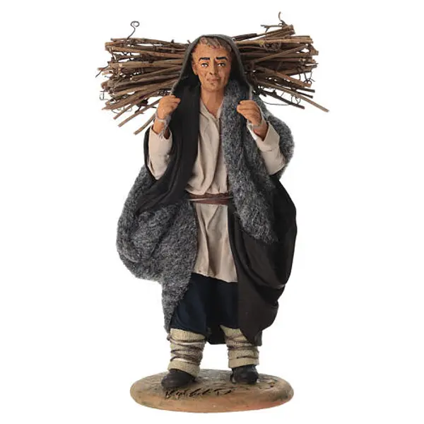Homme portant des bûches 20 cm crèche napolitaine en terre cuite