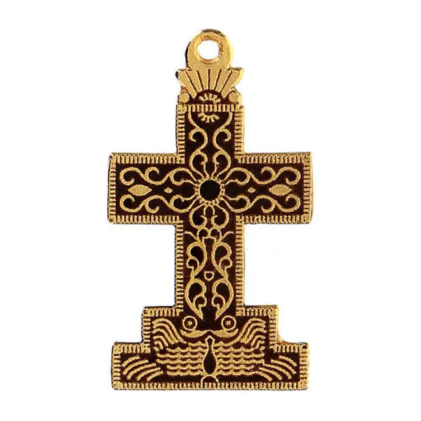 Croix pendentif avec fond et décorations émaillés