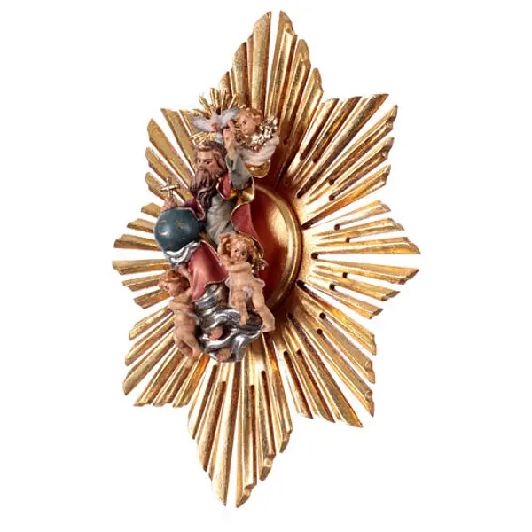 Image de Dieu avec St Esprit et rayons dorés crèche Original Berger bois peint Val Gardena 10 cm