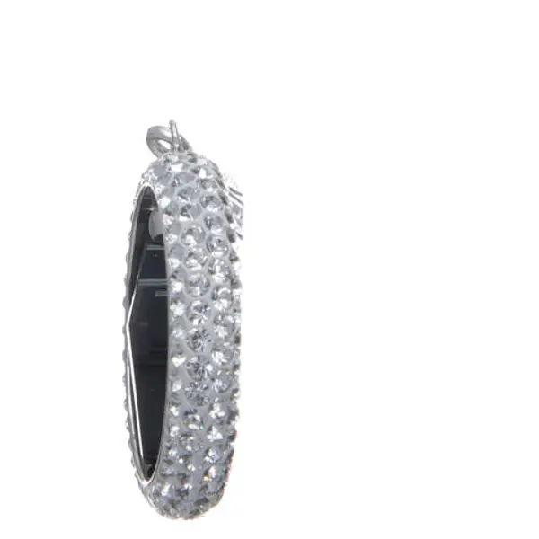 Pendentif cercle pavage et croix noire en strass argent 925