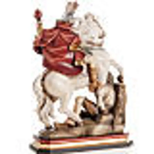 Statue bois St Martin et le pauvre peinte