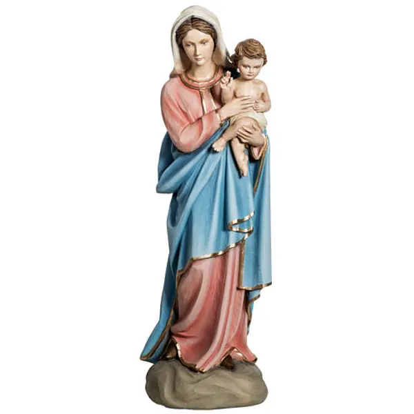 Notre-Dame à l'enfant marbre 60cm peinte