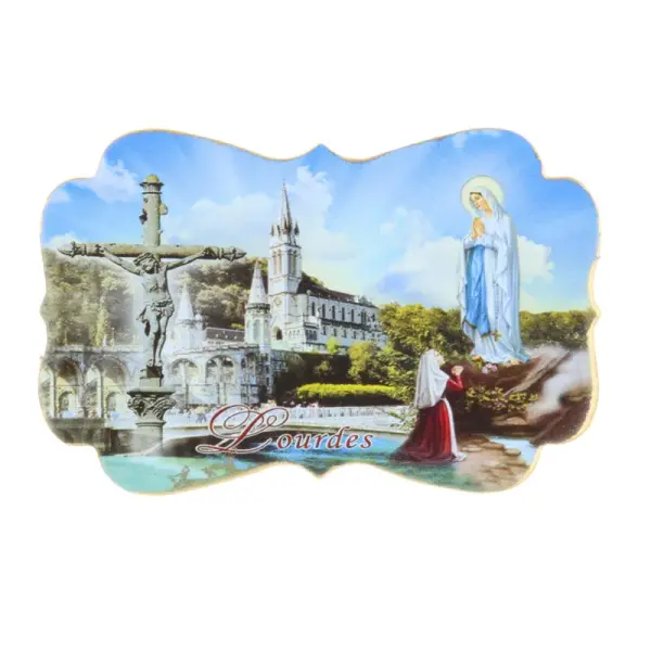 Apparition silhouette and Basilica of Lourdes magnet