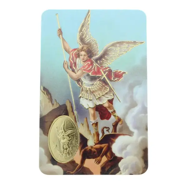 Saint Michael prayer card with medal