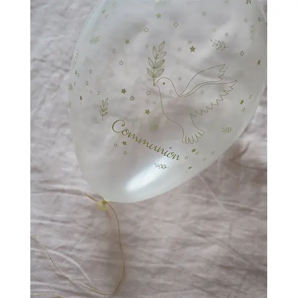 Lot de 8 ballons transparents et dorés - Communion