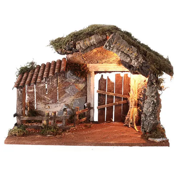 Cabane avec Nativité 35x50x25 cm crèche de 16 cm