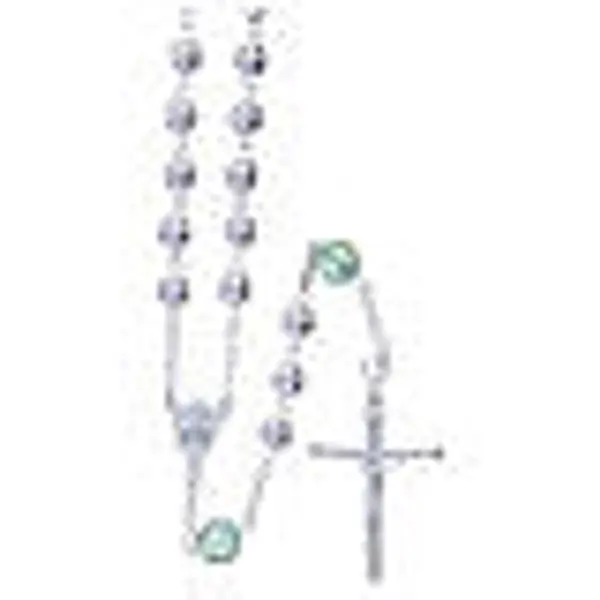 Chapelet argent 800 6 mm pater strass vert
