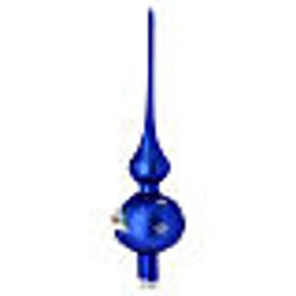Cimier sapin bleu électrique village enneigé verre soufflé 35 cm