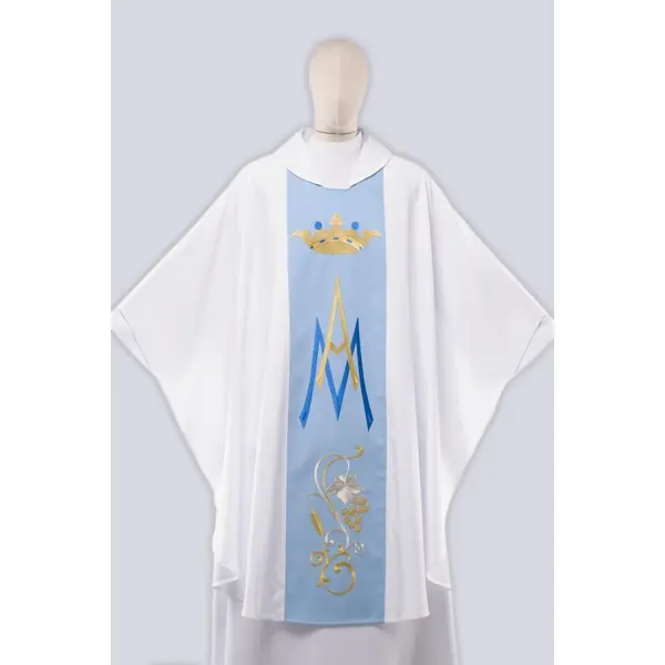 Chasuble mariale blanche avec broderie M1n/B