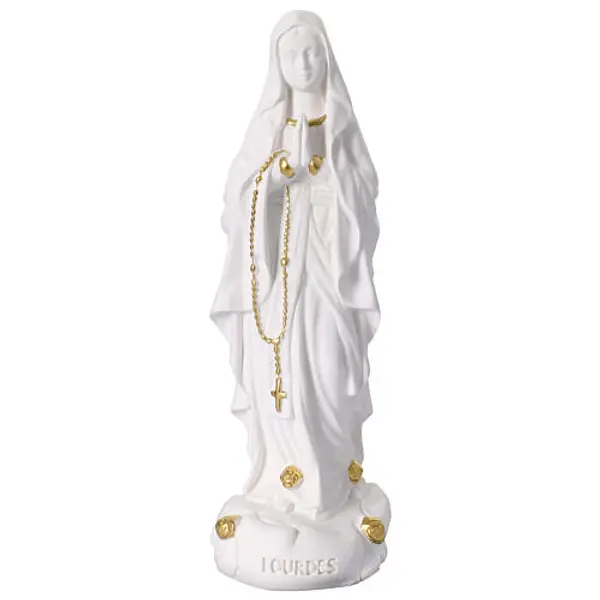 Notre-Dame de Lourdes statuette 15 cm résine blanche et or