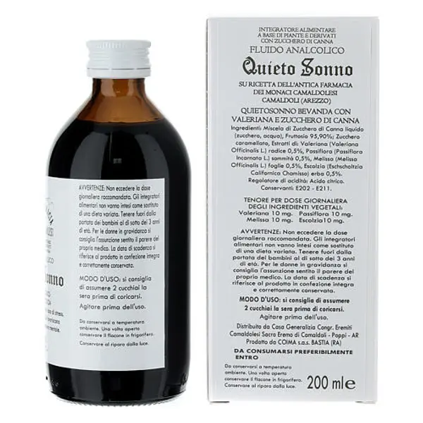 Complément alimentaire Quieto Sonno 200 ml Camaldoli sirop sans alcool pour le sommeil