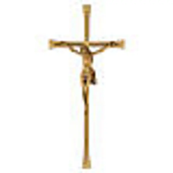 Crucifix mural rainuré effet bronze pour extérieur