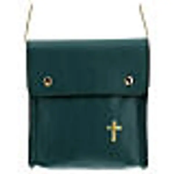 Sac rectangulaire pour patène 13x12 cm cuir véritable vert