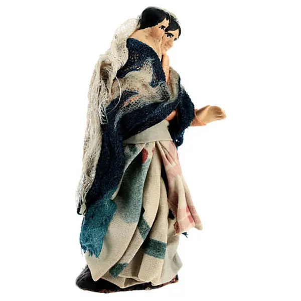 Femme avec enfant à bras pour crèche napolitaine terre cuite 10 cm