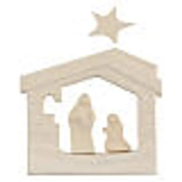 Crèche maison de Noel argile à accrocher 13.5 cm