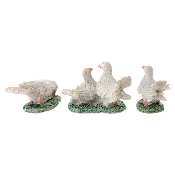 Pigeons blancs résine set 3 pcs crèche 12 cm
