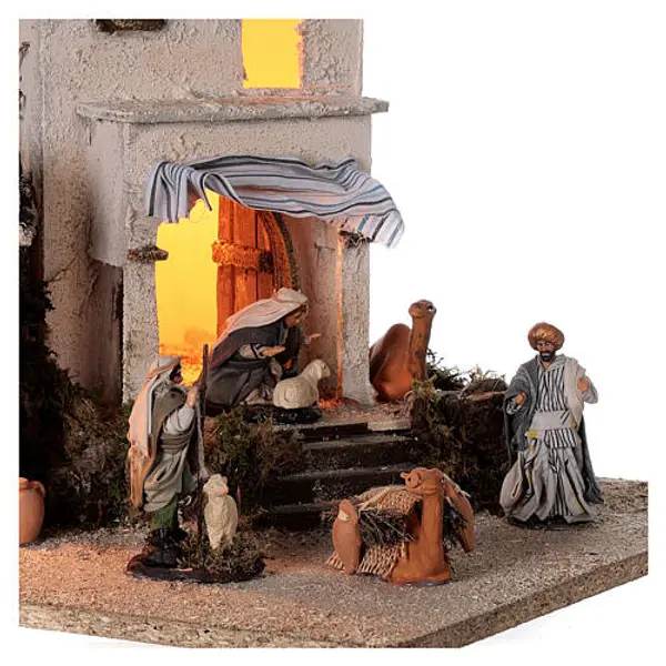 Village arabe (F) santons terre cuite animaux 8 cm crèche napolitaine 35x35x35 cm